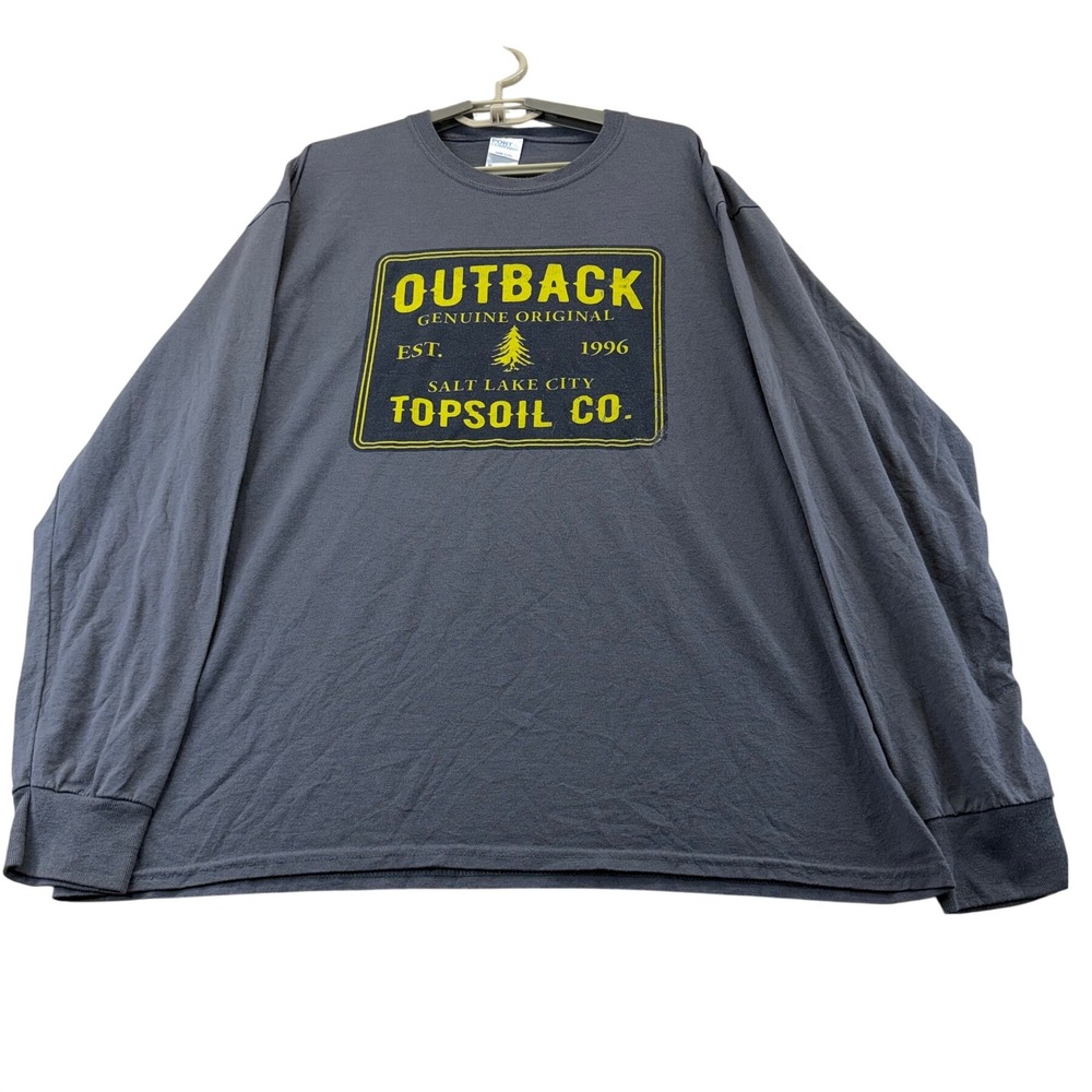 Port & Company Shirt Mens XL Gray Outback Topsoil Co Long Sleeve Graphic Tee